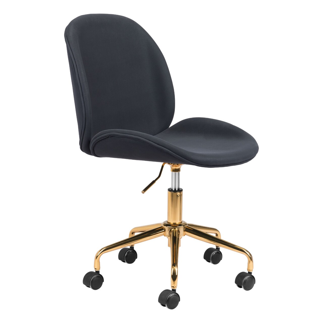 Modern Home 37&#x22; Black and Gold Upholstered Swivel Office Chair